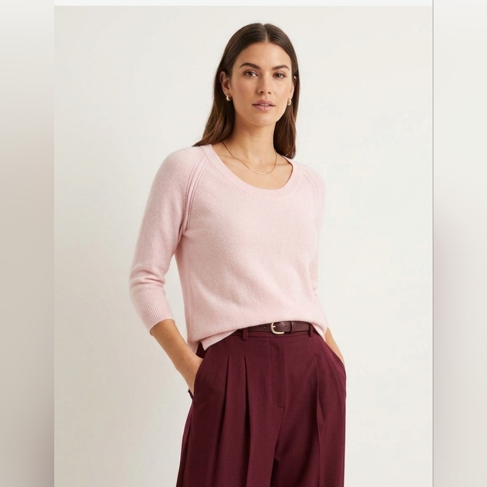 ATUMN CASHMERE 100% Cashmere lightweight oversized sweater Blush Pink XS